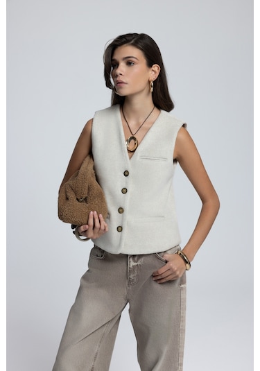 Mai Collection Mai Studios Co. Pace Bej Kısa Yelek Bej
