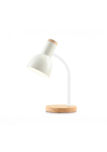 Petrix 34614 Ahşap Tabanlı Nordic Usb Masa Lambası Beyaz