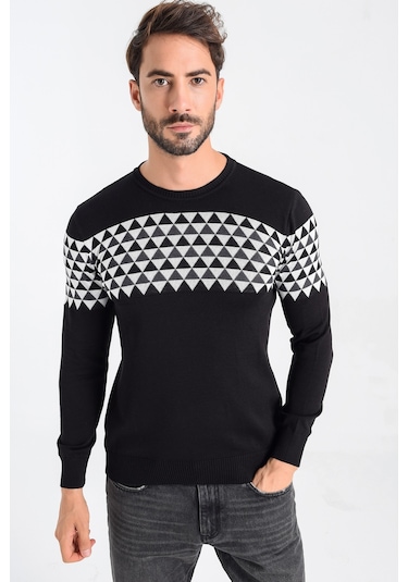 Heyss O Yaka Siyah Erkek Triko Kazak Siyah