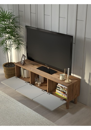 Bohem Tarz 135cm 3 Kapaklı Mdf Kapak Tv Ünitesi Çam