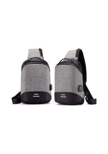 Maoyaya Kulaklık Hattı Deliği Oxford Taşınabilir Gri Tek Omuz Günlük Çantası, Usb Şarjlı Çok Fonksiyonlu Gri