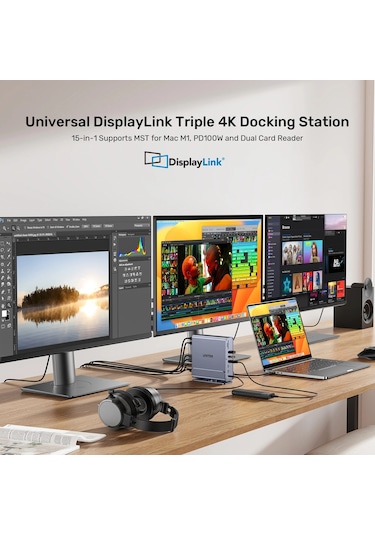 Unitek Universal Displaylink Üçlü 4k Bağlantı İstasyonu Adad9unı0002