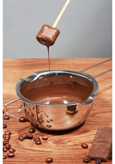 304 Çelik 400 Ml Kulplu Benmari Çikolata Eritme Çırpma Kabı Cin86