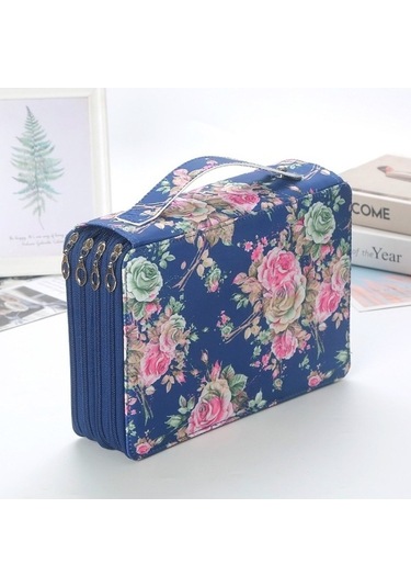 Willowhaven 252 Delik Mavi Sanat Fırça Kutusu, Büyük Kapasiteli, Taşınabilir, Renkli Kurşun Depolama Mavi