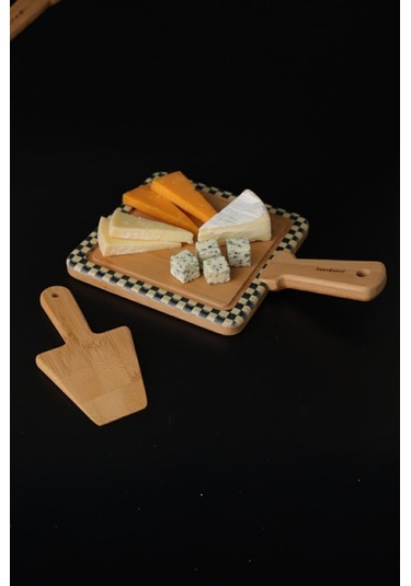 Bambum Ritual - 2 Parça Peynir Servis Seti Kare Kahverengi