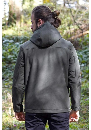 Softshell Erkek Mont Su Geçirmez Kapüşonlu Outdoor 350 Flam2 Fiyort Rüzgar Günlük Haki