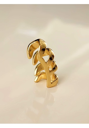 Eva Takı Store Dalga Model Zirkon Taşlı Deliksiz Kıkırdak Küpe Altın