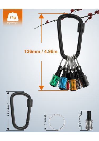 Gajeena Alüminyum Anahtar Zinciri Uzatma Kolu, 1/4 İnç Hızlı Hex Saplı, 500g Taşıma Kapasitesi, Çok Renkli, Cep Boyutu, Tornavida Ucu Tutucu Seti