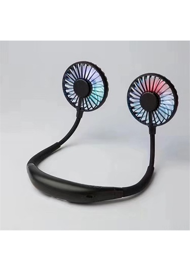 Symbee Boyun Bağlı Mini Fan, 3 Hızlı, 360 Ayarlanabilir, Kokulu Pamuk, Led Işıklı, Usb Şarjlı, Taşınabilir Soğutucu - Siyah