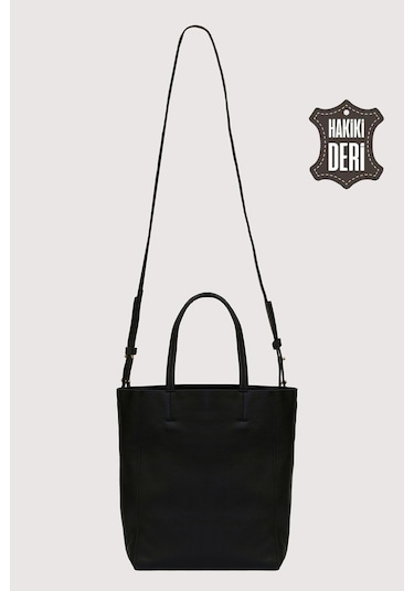 Hakiki Deri Kadın El Çantası Siyah Smr8751 Siyah
