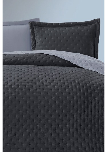 Varol Kapitoneli Çift Taraflı Yatak Örtüsü 240x260 Cm Antrasit Antrasit