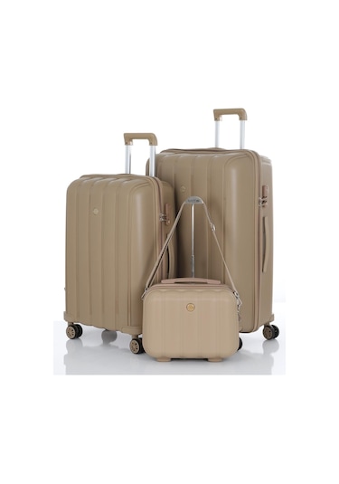Mçs Polipropilen 3lü Valiz Seti Büyük & Orta & Makyaj V305 S21yy1000078-set 00026 Şampanya