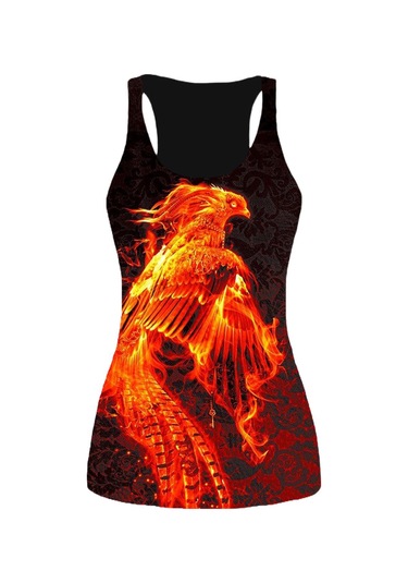 Siyah 3d Baskı Kaplan Tankı Üstleri Kadınlar İçin Egzersiz Yoga Spor Salonu Alev Phoenix Baskılı Yaz Spor Gömlek Artı Boyutu Yelekler Kadınlar İçin