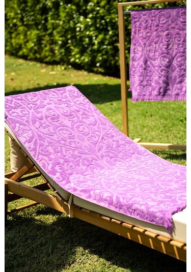 Menderes Home Cotton Collection Bukle Plaj Havlusu Saçaklı Mor-716