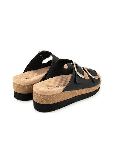 Muya Pantai Anatomik Taban Topuk Dikeni Kadın Terlik Siyah