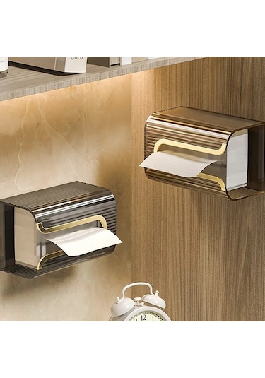 Gold-1pc Lüks Doku Kutusu Duvara Monte Akrilik Şeffaf Doku Kutusu Masa Peçete Tutucu Banyo Kağıt Kutusu Kağıt Mendil Dağıtıcı