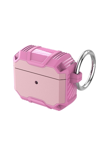 Kablosuz Kulaklık Tpu + Pc Airpods Uyumlu 3 İçin Kancalı Darbeye Dayanıklı Kılıf Pembe