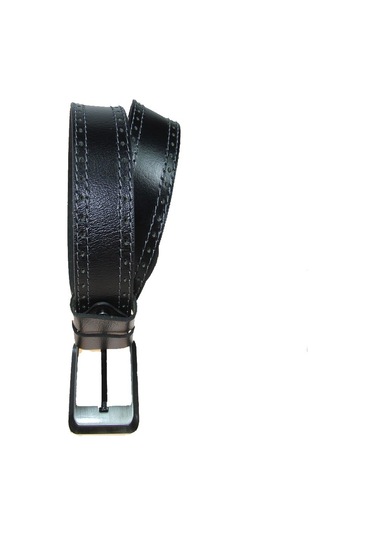 Hakiki Deri Erkek Spor Nakışlı Kot Kemeri 4,5 Cm Siyah