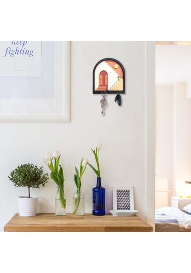 Cajuart Turuncu Soyut Merdiven Tasarım 3d Katmanlı Duvar Askısı Anahtarlık