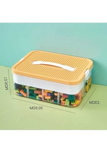 Novahub Turuncu 1 Katlı Çocuk Organizatör, Bilmeceli Sınıflama Kutusu, Şeffaf Oyuncak Bölme Kutusu Turuncu