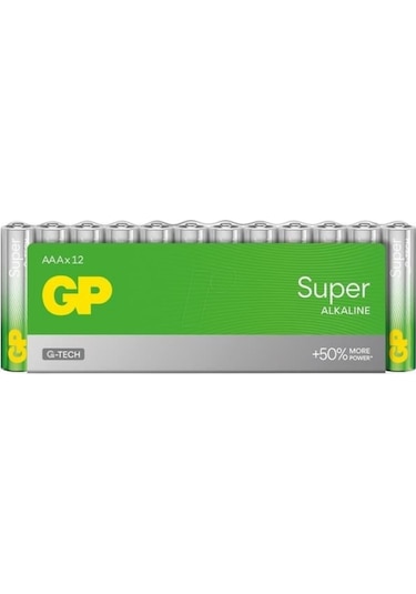 Gp Super Alkaline - Lr03 - Aaa Size - İnce Kalem Boy Alkaline Pil - 12li Paket