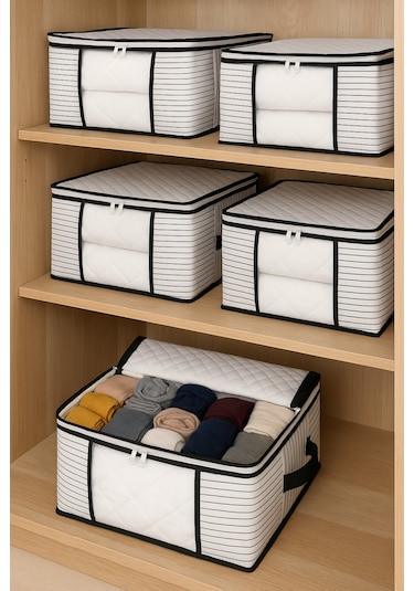 Formeya 4 Adet Lüks Pencereli Çok Amaçlı Çorap Hurcu 34x22x22 Cm Beyaz
