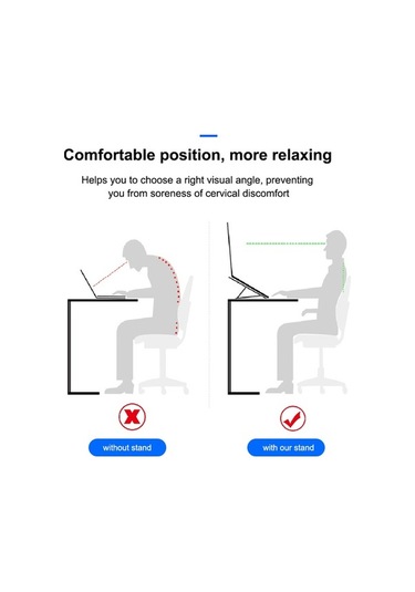 Pazly Bilgisayar Standı - 6 Ayarlanabilir Yükseklikli Dizüstü Bilgisayar Tutucu - Ergonomik Alüminyum Stand