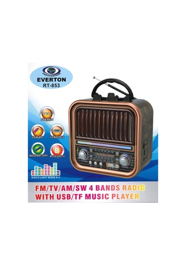 Everton RT-853 Bluetooth Fm-usb-tf-aux Şarjlı Nostaljik Radyo Hoparlör