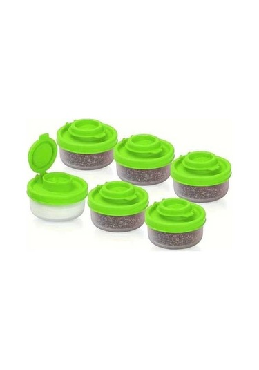 Trendooze Gaojunshop01 Yeşil 6lı Nem Geçirmez Baharatlık Seti, Kırmızı Kapaklı Kamp Barbekü Seyahat Yeşil