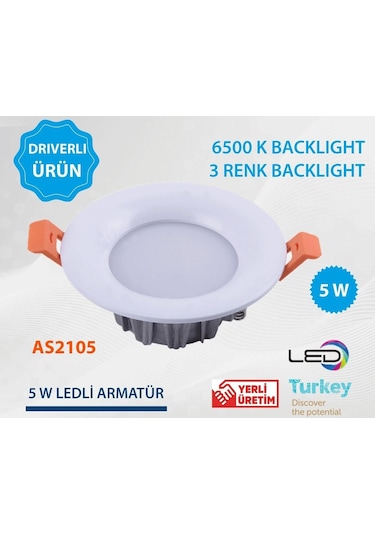 Keatled 5W 3Renk Sıva Altı Downlight Spot - Beyaz Kasa