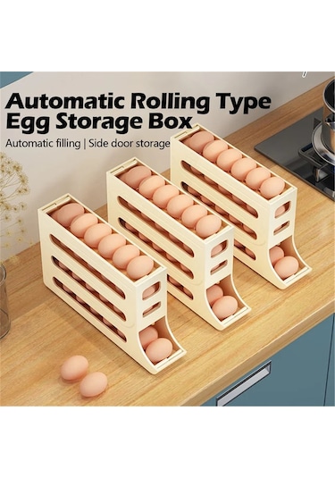 Fosenze Otomatik Yumurta Dolumlu Çok Katmanlı Buzdolabı Yumurta Saklama Kutusu - Gri Gri