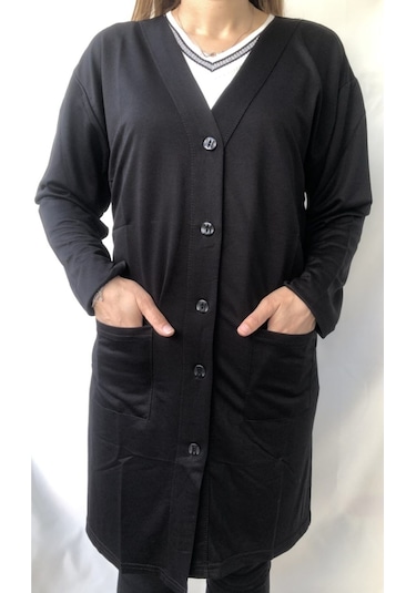 M.k.m Büyük Beden Uzun Düğmeli Hırka Lacivert