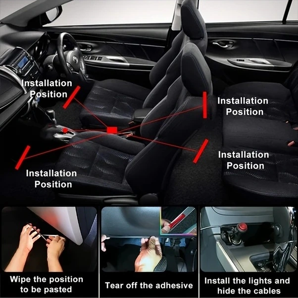 Trendooze 12v Araç İçi Led Zemin Aydınlatma Neon Dekor Şerit Mavi Renk Turcoshop11 2 Adet Araç Aksesuarları