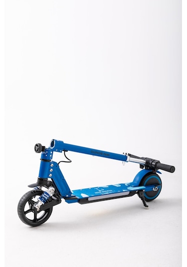 Mini Bonito Çocuk Katlanabilir, Led Işıklı, Amortisörlü Elektrikli Scooter Ayarlanabilir Direksiyonlu Dizlik Ve Dirseklik Hediyedir Mavi