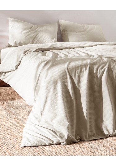 Madame Coco Rosalie Tek Kişilik %100 Pamuk Armürlü Nevresim Takımı - Bej Nt0000000361