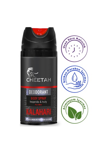 Cheetah Kalahari Erkek Parfüm EDP 100 ML + Sprey Deodorant 150 ML + Tıraş Köpüğü 250 ML