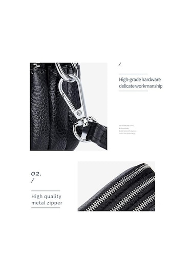 Yunboo Kadınlar İçin Gerçek Deri Çapraz Çanta - 3 Fermuarlı, Küçük Boy, Şık Ve Pratik Gri Gümüş