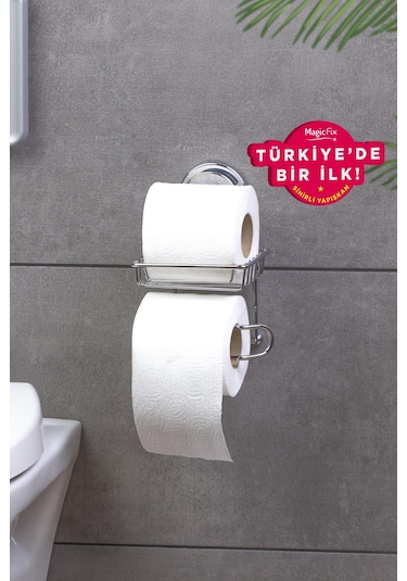 Okyanus Home Magic Fix Sihirli Yapışkan Krom Yedekli Wc Kağıtlık Krom