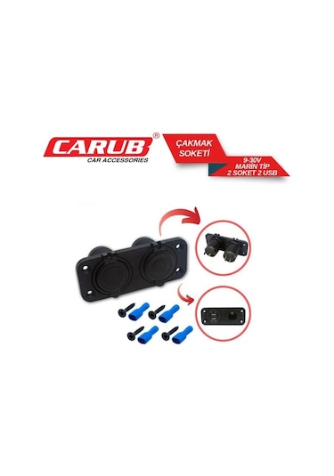 Çift Usb Araç Şarj Soketi Ve Çakmaklık 2.1a/1a - 12 V Marin Ve Karavan