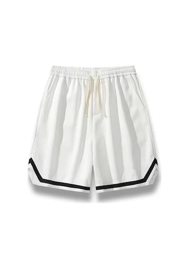 Snapbuy 2024 Erkek Yazlık Basketbol Şortu - Antrenman Ve Günlük Kullanım İçin Nefes Alabilen Bol Kesim Şort Bej
