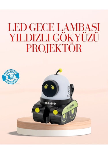 Robot Tasarımlı Bluetooth Hoparlörlü Yıldızlı Gökyüzü Projektör Renkli