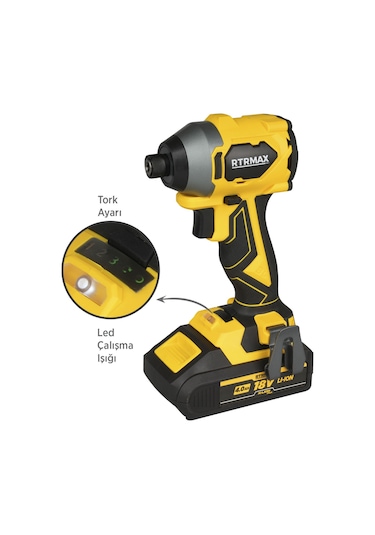 Rtrmax RTX3050 Şarjlı Torklu Vidalama Kömürsüz 230Nm 2x4 Ah Plus Çift Akü Hızlı Şarj X-Lion