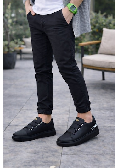 Aymood Jy029 Mono Bağcıksız 3 Bantlı Lastikli Legend Cilt Erkek Günlük Sneaker Ayakkabı Cst - Siyah Aymood Jy029 Mono Bağcıksız 3 Bantlı Lastikli Legend Cilt Erkek Günlük Sneaker Ayakkabı Cst - Siyah