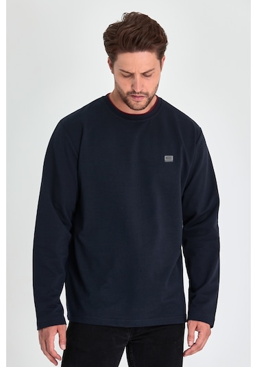 Comeor Çift Bisiklet Yaka Baskı Detaylı Standart Fit Erkek Sweatshirt Lacivert 001 Comeor Çift Bisiklet Yaka Baskı Detaylı Standart Fit Erkek Sweatshirt Lacivert 001