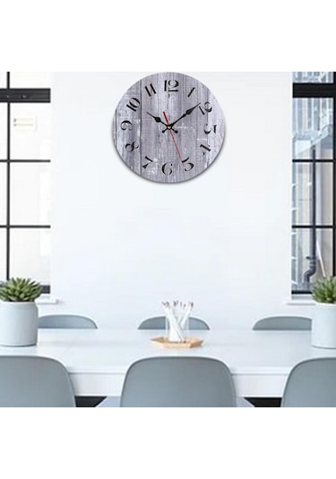 Suntek Banyo Dekorları Rustik Ahşap Modern Sessiz Duvar Saati Gri