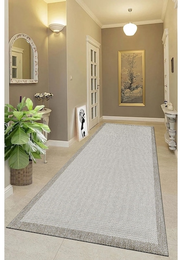 Sisal Bordürlü Jut Hasır Kaymaz Taban 1504 Krem