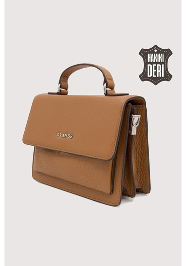 Hakiki Deri Kadın El Çantası Taba Smr9022 Taba