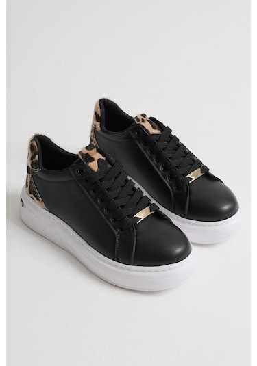 Kocadal Kocadal Vega Leopar Detaylı Siyah Kadın Spor Ayakkabı Muhtelif