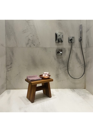 Shark Anatolia Iroko Ahşap Banyo Taburesi Oturak Kahverengi