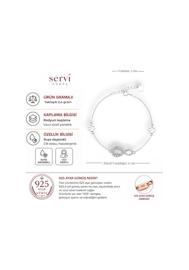 Servi 925 Ayar Gümüş Infinity Clover Bileklik-20